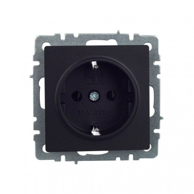 Розетка с заземлением без защитных шторок 16А IEK Brite РС11-1-0-БрЧ черная — Multielectrika