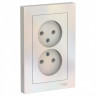 Розетка двойная Schneider Electric Atlas Design без заземления, в сборе, жемчуг