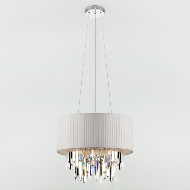Умный подвесной светильник с хрусталем Eurosvet Amantea 10122/6 10122/6 белый/прозрачный хрусталь Strotskis Smart (10106/6) — Multielectrika