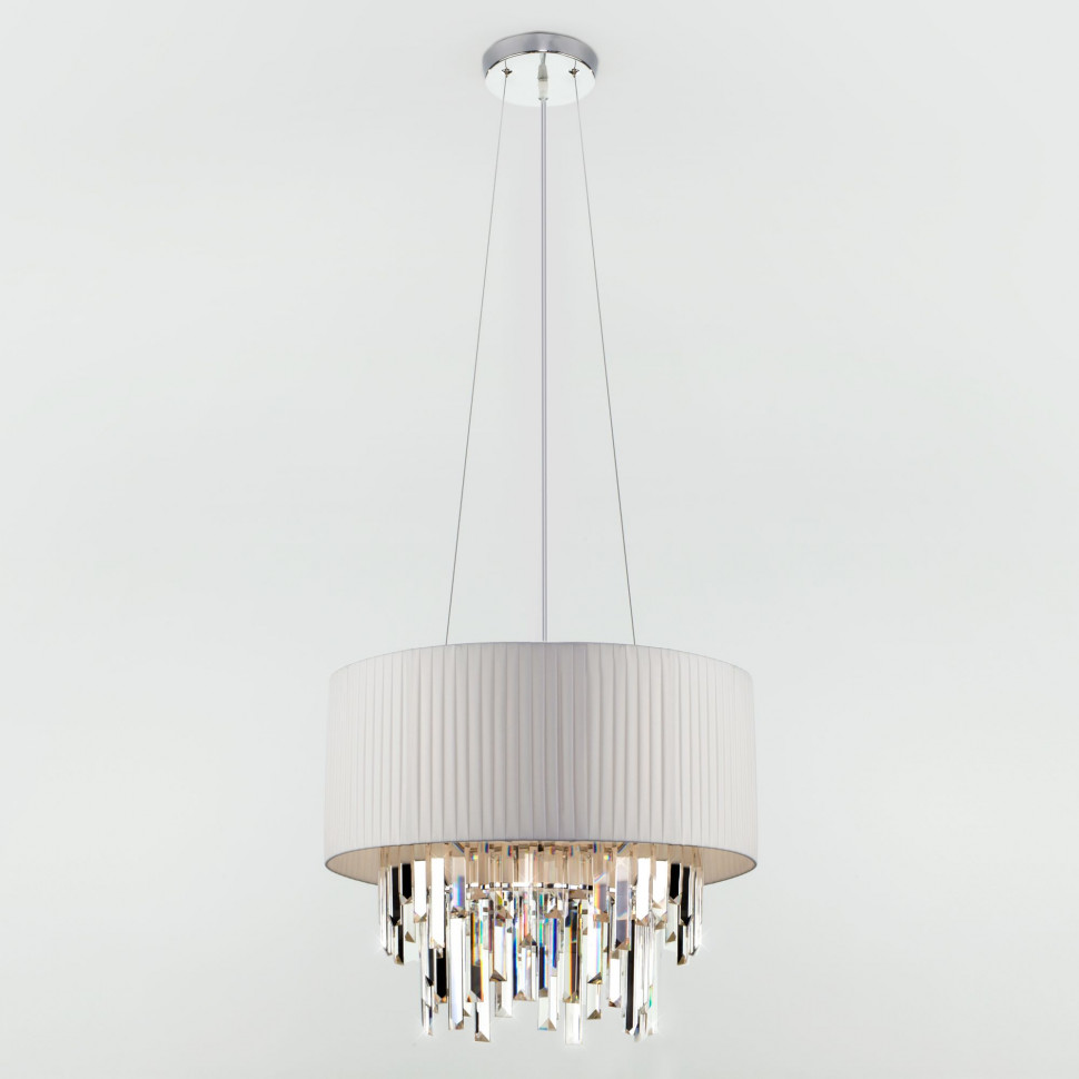 Умный подвесной светильник с хрусталем Eurosvet Amantea 10122/6 10122/6 белый/прозрачный хрусталь Strotskis Smart (10106/6) фото 1 &mdash; Multielectrika