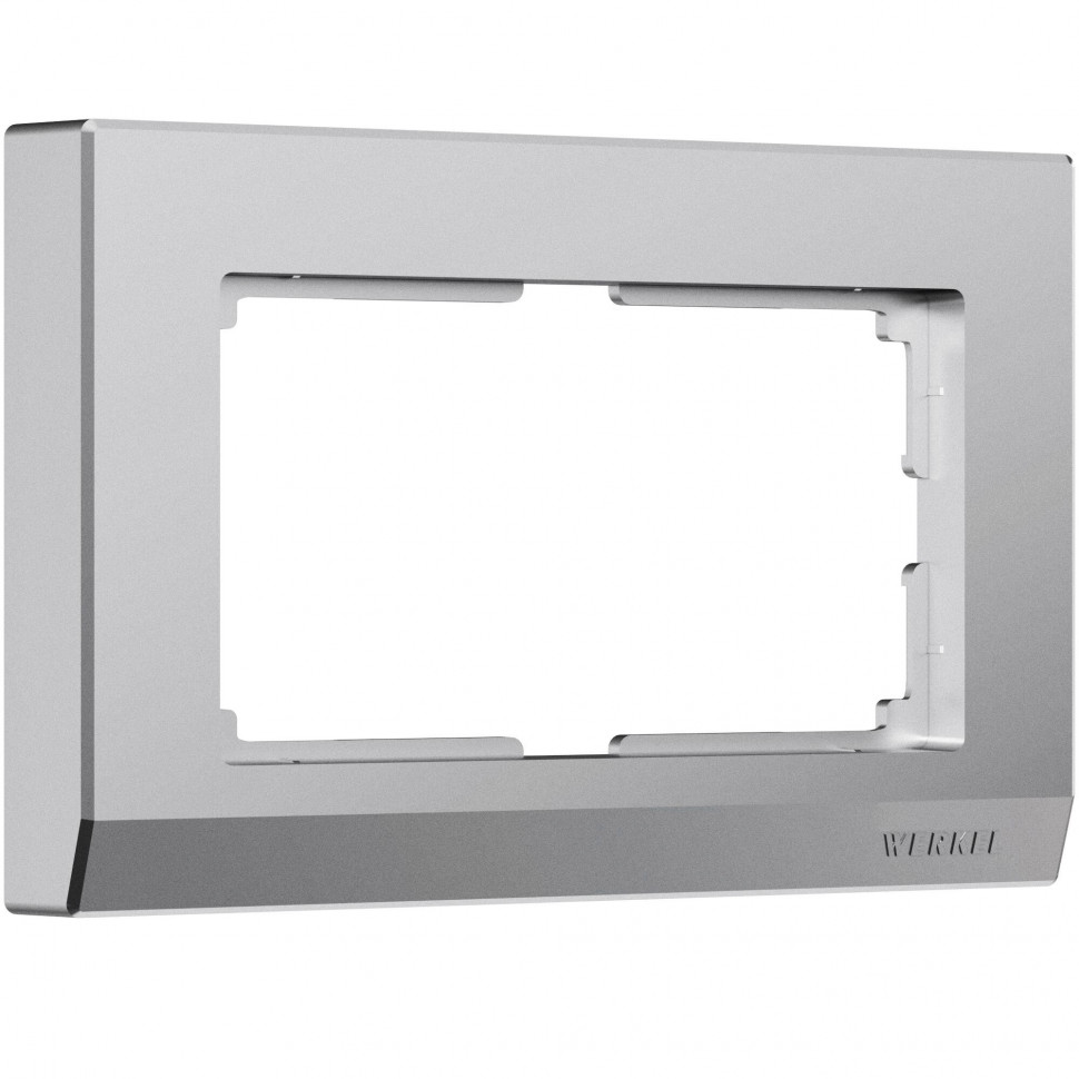 Рамка из поликарбоната для двойной розетки Stark серебряный матовый W0081865 фото 1 — Multielectrika