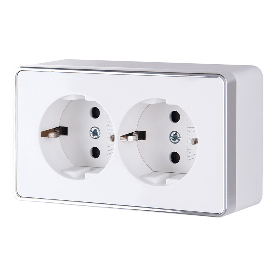Розетка двойная с заземлением Gallant белая W5072101 фото 1 &mdash; Multielectrika