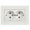 Розетка двойная с заземлением без защитных шторок 16А в сборе IEK Brite РС12-3-БрБ белая фото 2 — Multielectrika