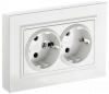 Розетка двойная с заземлением без защитных шторок 16А в сборе IEK Brite РС12-3-БрБ белая фото 1 — Multielectrika