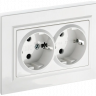 Розетка двойная с заземлением без защитных шторок 16А в сборе IEK Brite РС12-3-БрБ белая