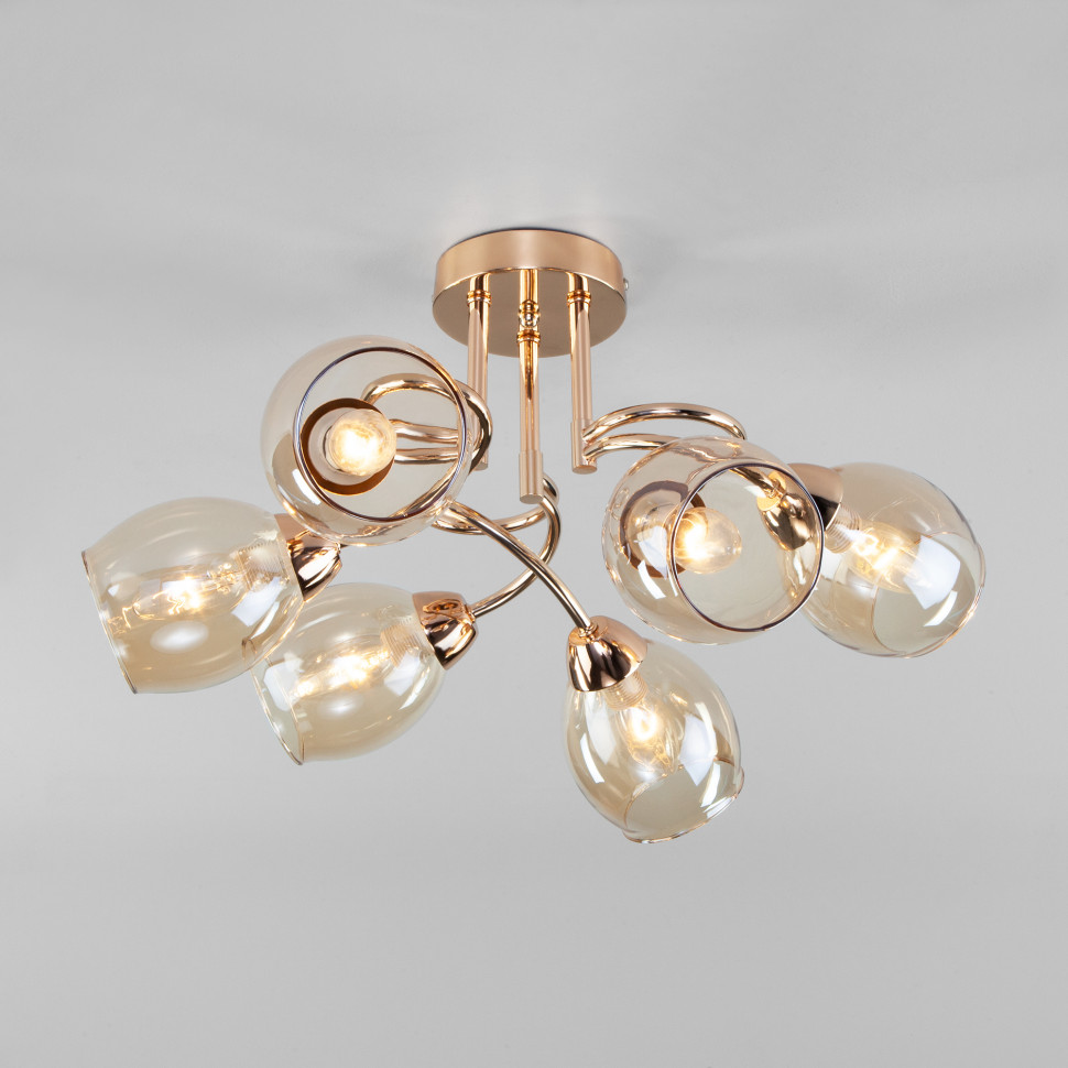 Потолочная люстра со стеклянными плафонами 30171/6 золото фото 1 &mdash; Multielectrika