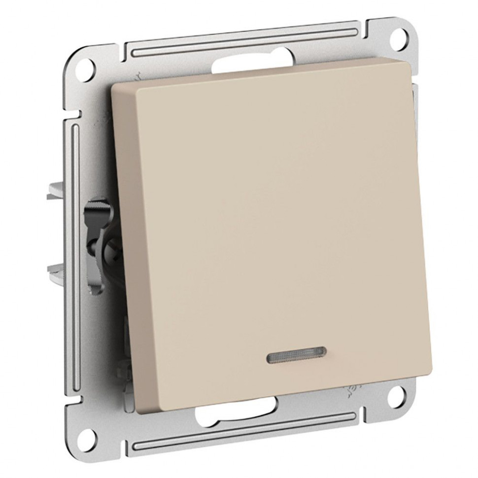 Выключатель одноклавишный Systeme Electric AtlasDesign с подсветкой, 10А, песочный фото 1 — Multielectrika