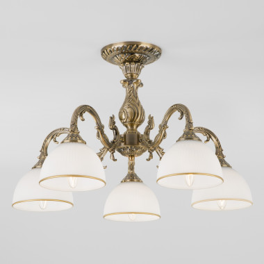 Классическая люстра со стеклянными плафонами 60106/5 античная бронза — Multielectrika