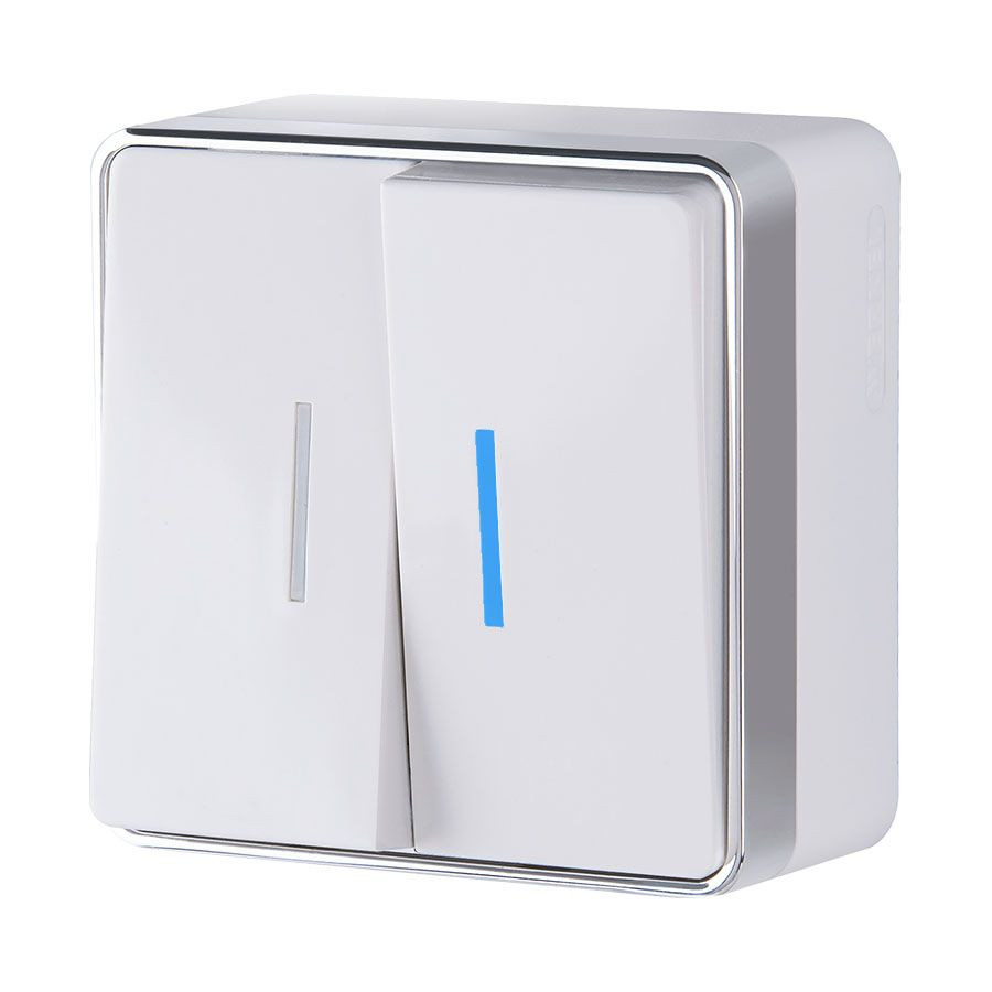 Выключатель двухклавишный с подсветкой Gallant белый W5020101 фото 1 &mdash; Multielectrika