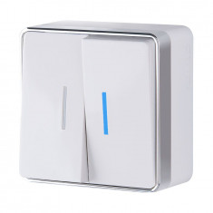 Выключатель двухклавишный с подсветкой Gallant белый W5020101 &mdash; Multielectrika