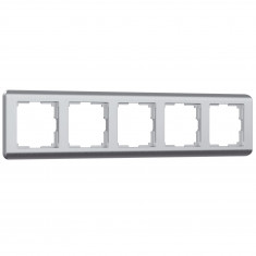 Рамка из поликарбоната на 5 постов Stream серебряный W0052106 &mdash; Multielectrika