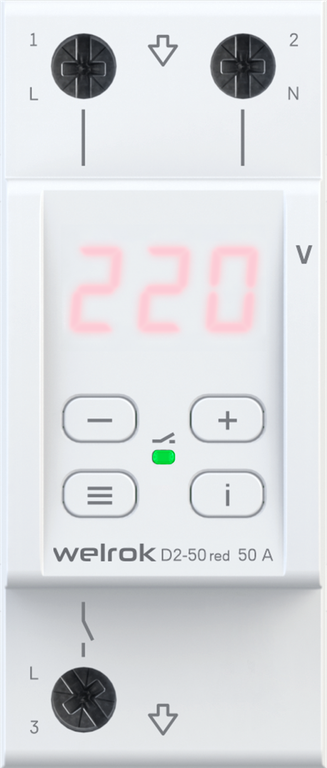 Реле напряжения WELROK D2-50 Red 4660251140090 — Multielectrika