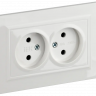 Розетка двойная без заземления с защитными шторками 10А в сборе IEK Brite РСш12-2-БрБ белая