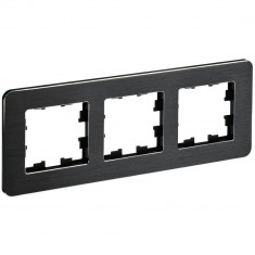 Рамка на 3 поста IEK Brite РУ-3-1-Бр металл черный RE AL &mdash; Multielectrika