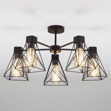 Потолочная люстра в стиле лофт 70107/5 черный — Multielectrika
