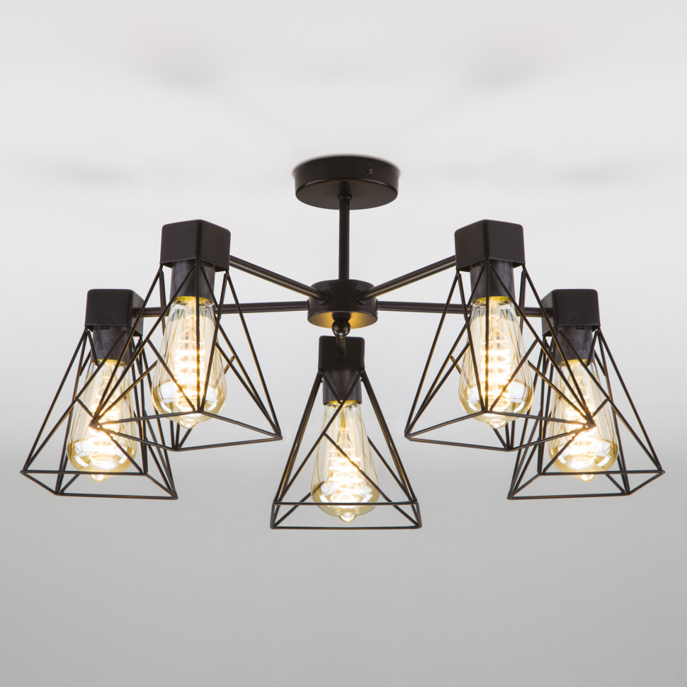 Потолочная люстра в стиле лофт 70107/5 черный фото 1 — Multielectrika