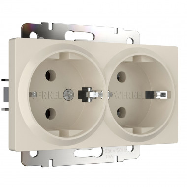 Розетка двойная с заземлением (айвори матовый) W1172062 — Multielectrika