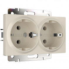 Розетка двойная с заземлением (айвори матовый) W1172062 &mdash; Multielectrika