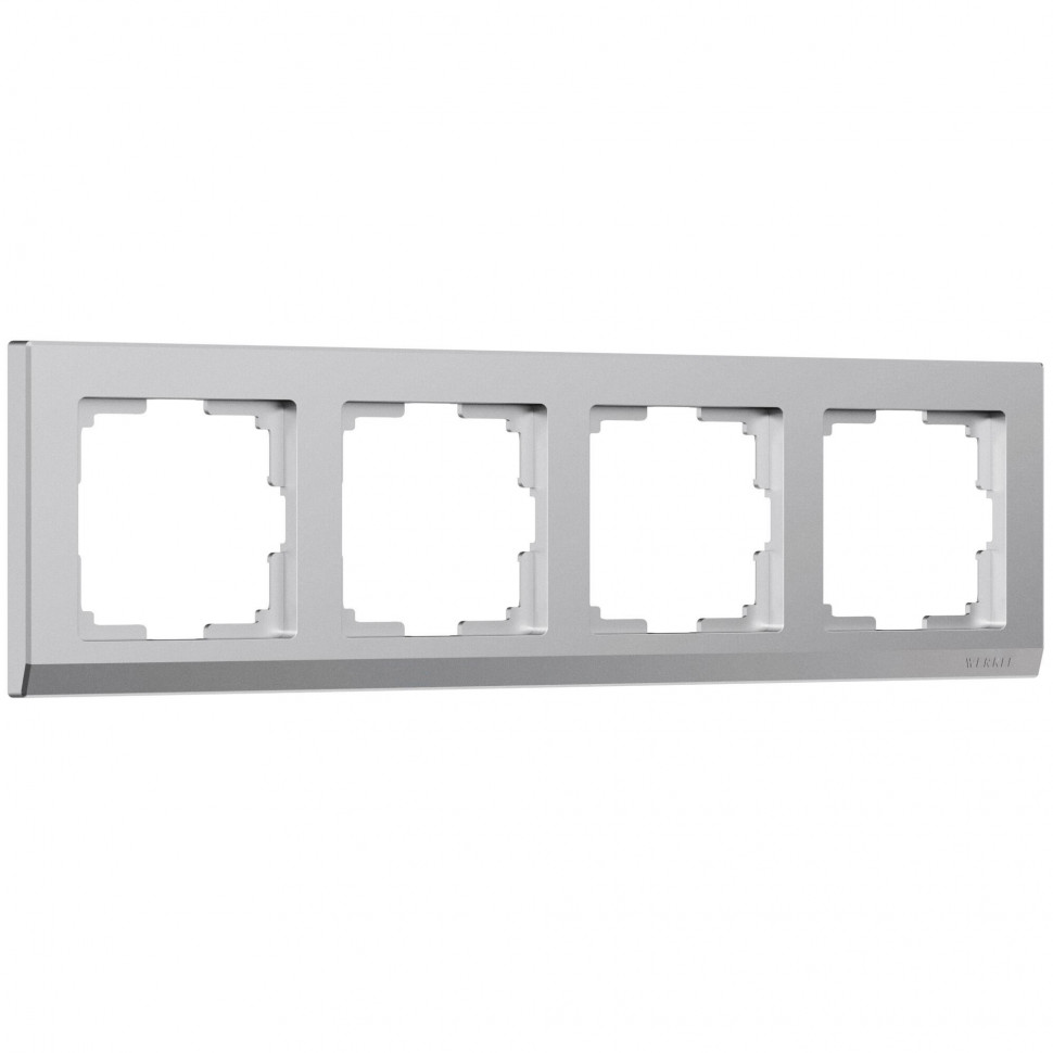 Рамка из поликарбоната на 4 поста Stark серебряный матовый W0041865 фото 1 &mdash; Multielectrika