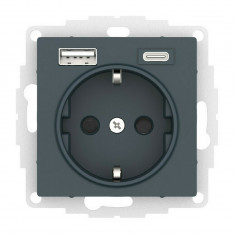 AtlasDesign РОЗЕТКА 16А c 2 USB A+C, мех, ИЗУМРУД &mdash; Multielectrika