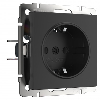 Розетка с заземлением и шторками (черный матовый) W1171108 &mdash; Multielectrika