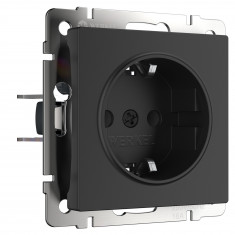 Розетка с заземлением и шторками (черный матовый) W1171108 &mdash; Multielectrika