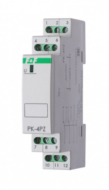 Реле промежуточный электромагнитный (Ампер-4x8 / Волт-48 AC/DC / Контакт-2NO/NC+2NO) PK-4PZ-48 — Multielectrika
