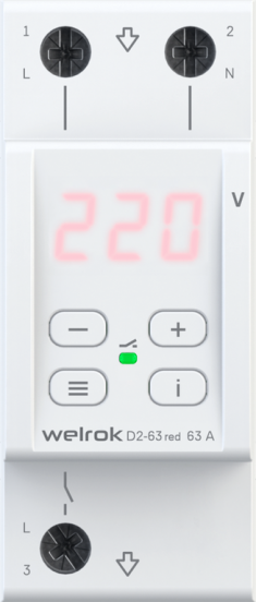 Реле напряжения WELROK D2-63 Red 4660251140014 &mdash; Multielectrika