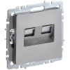 Розетка компьютерная двойная кат.5E RJ45 IEK Brite РК10-2-БрС сталь фото 1 — Multielectrika