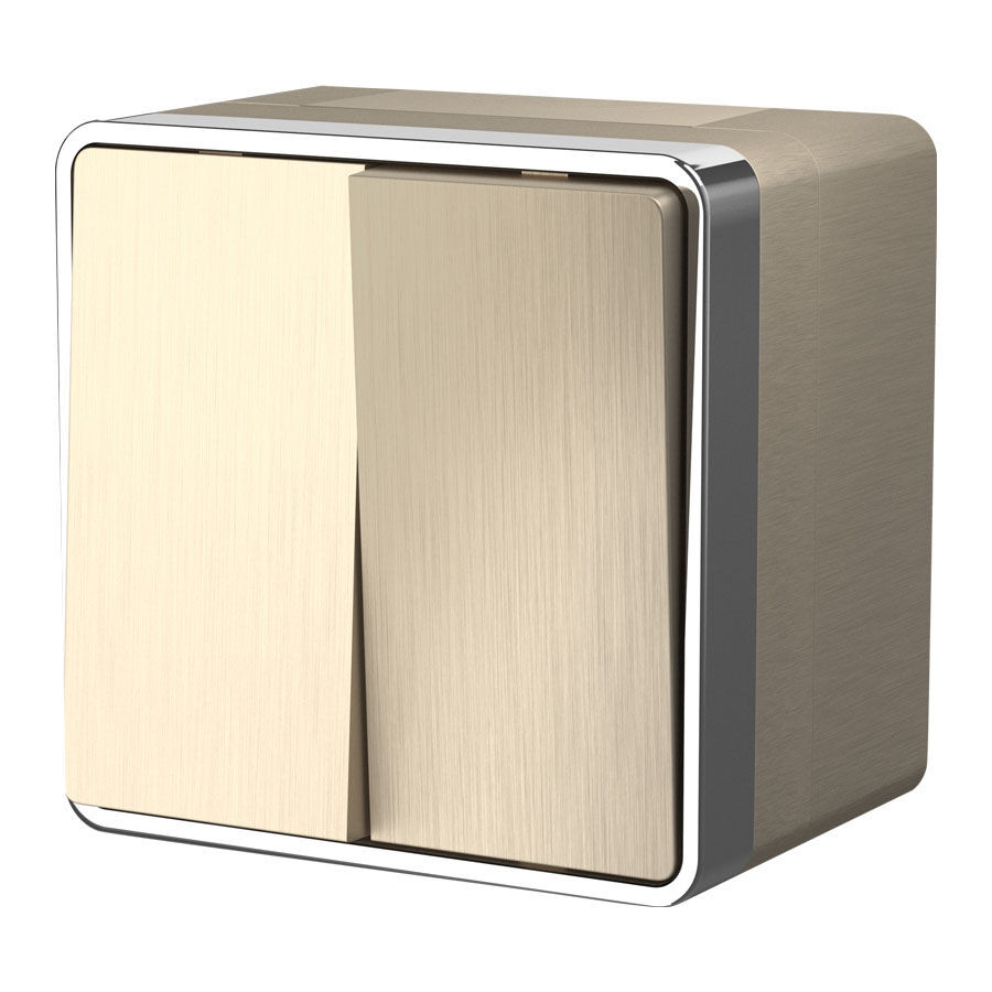 Выключатель двухклавишный влагозащищенный Gallant (шампань рифленый) W5020210 фото 1 &mdash; Multielectrika