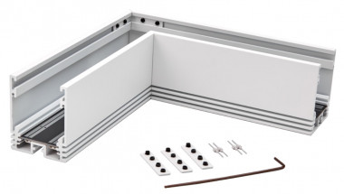 Коннектор угловой потолочный SY Белый МуарSY-601901-CN-WHMR- PCB Серебро — Multielectrika