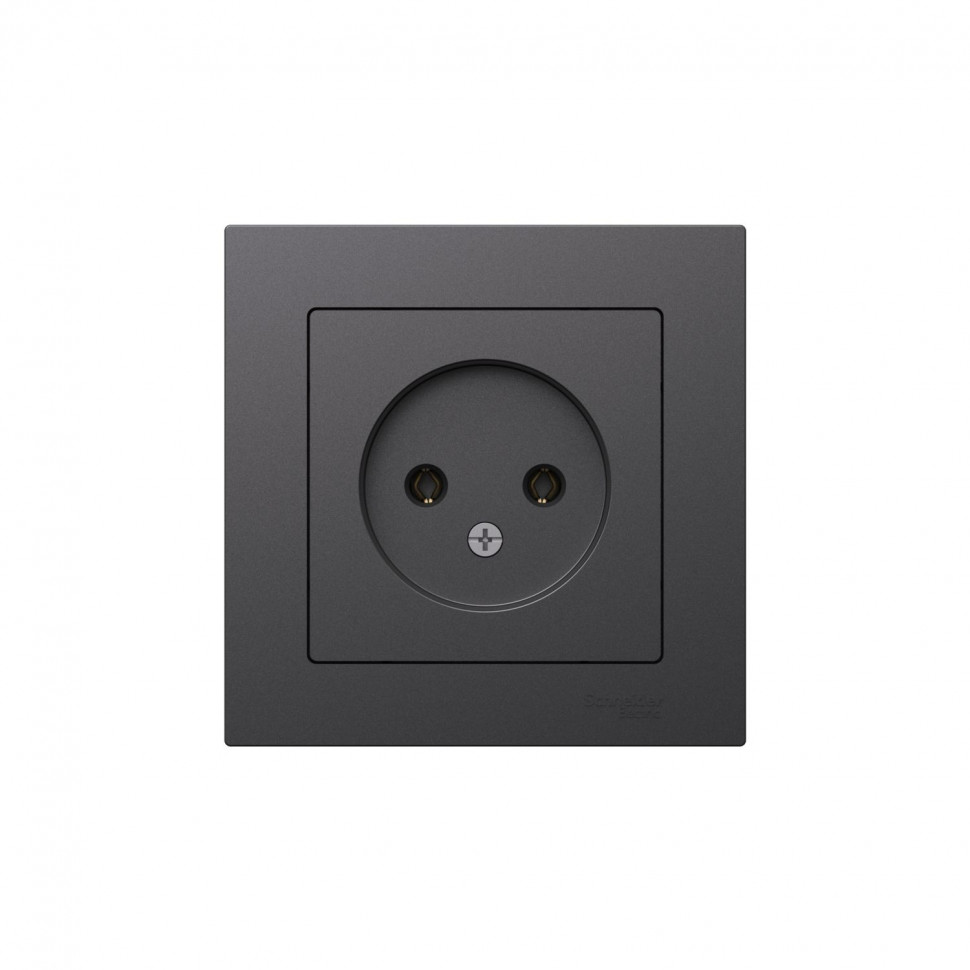 Розетка силовая Systeme Electric AtlasDesign без заземления, в сборе, 16А, базальт фото 1 — Multielectrika