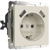 Розетка с заземлением, шторками и USBх2 (айвори матовый) W1171562 фото 1 &mdash; Multielectrika