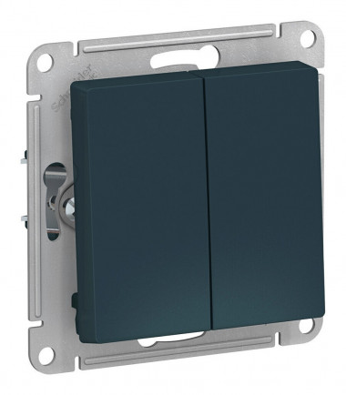 Выключатель 2-клавишный кнопочный Systeme Electric ATLASDESIGN, скрытый монтаж, изумруд, ATN000817 &mdash; Multielectrika