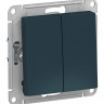 Выключатель 2-клавишный кнопочный Systeme Electric ATLASDESIGN, скрытый монтаж, изумруд, ATN000817