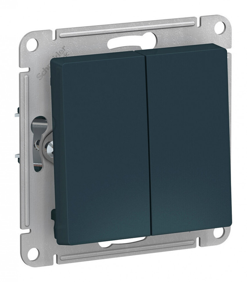 Выключатель 2-клавишный кнопочный Systeme Electric ATLASDESIGN, скрытый монтаж, изумруд, ATN000817 фото 1 &mdash; Multielectrika