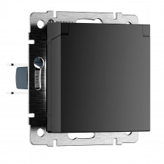 Розетка влагозащ. с зазем. с защит. крышкой и шторками N (черный матовый) W1171208 &mdash; Multielectrika