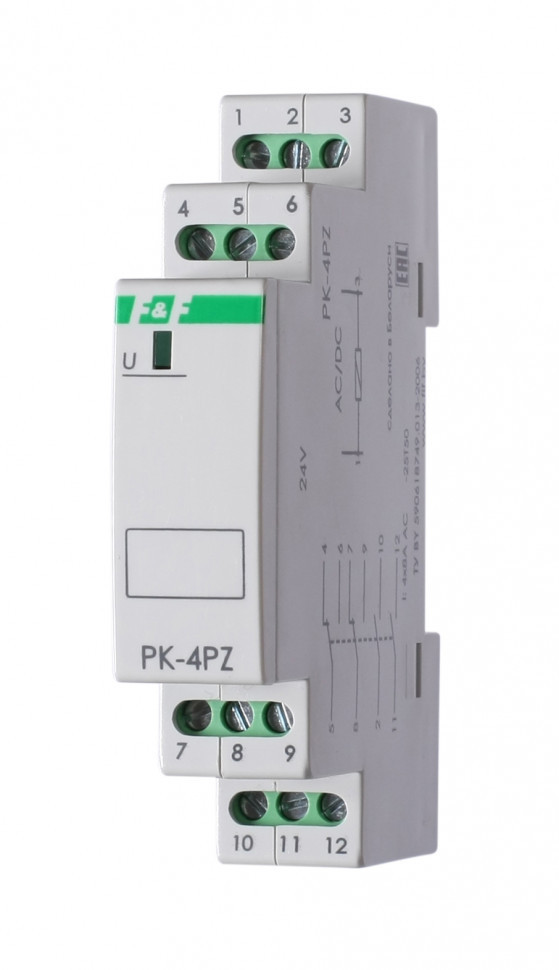 Реле промежуточный электромагнитный (Ампер-4x8 / Волт-24 AC/DC / Контакт-2NO/NC+2NO) PK-4PZ-24 фото 1 — Multielectrika