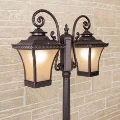 Libra F/2 венге уличный двухрожковый светильник на столбе IP33 GLXT-1408F/2 &mdash; Multielectrika