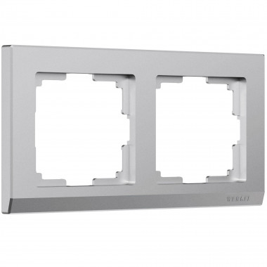 Рамка из поликарбоната на 2 поста Stark серебряный матовый W0021865 &mdash; Multielectrika