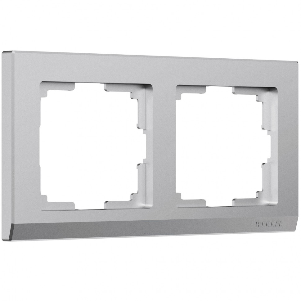 Рамка из поликарбоната на 2 поста Stark серебряный матовый W0021865 фото 1 &mdash; Multielectrika