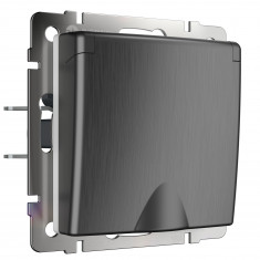 Розетка влагозащ. с зазем. с защит. крышкой и шторками (графит рифленый) W1171204 &mdash; Multielectrika