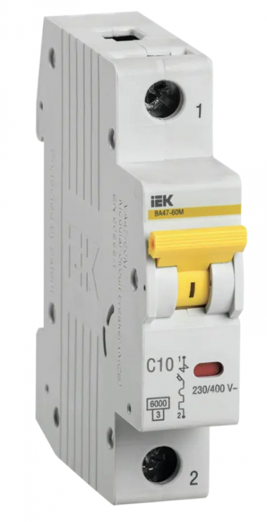 Автоматический выключатель ВА 47-60M 1Р 10А 6 кА характеристика С MVA31-1-010-C — Multielectrika