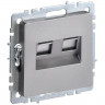 Розетка двойная RJ11+RJ45 кат.5E IEK Brite РК/Т12-БрС сталь