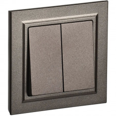 Выключатель двухклавишный 10А в сборе IEK Brite ВСР10-2-0-БрТБ темная бронза &mdash; Multielectrika