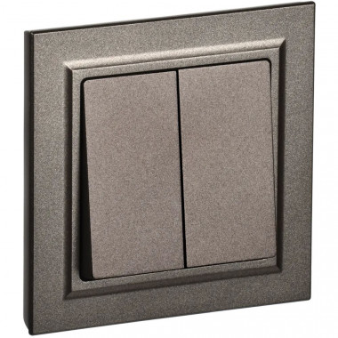 Выключатель двухклавишный 10А в сборе IEK Brite ВСР10-2-0-БрТБ темная бронза — Multielectrika