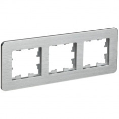 Рамка на 3 поста IEK Brite РУ-3-1-Бр металл алюминий RE AL &mdash; Multielectrika