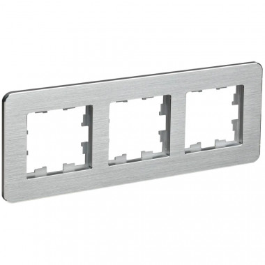 Рамка на 3 поста IEK Brite РУ-3-1-Бр металл алюминий RE AL — Multielectrika