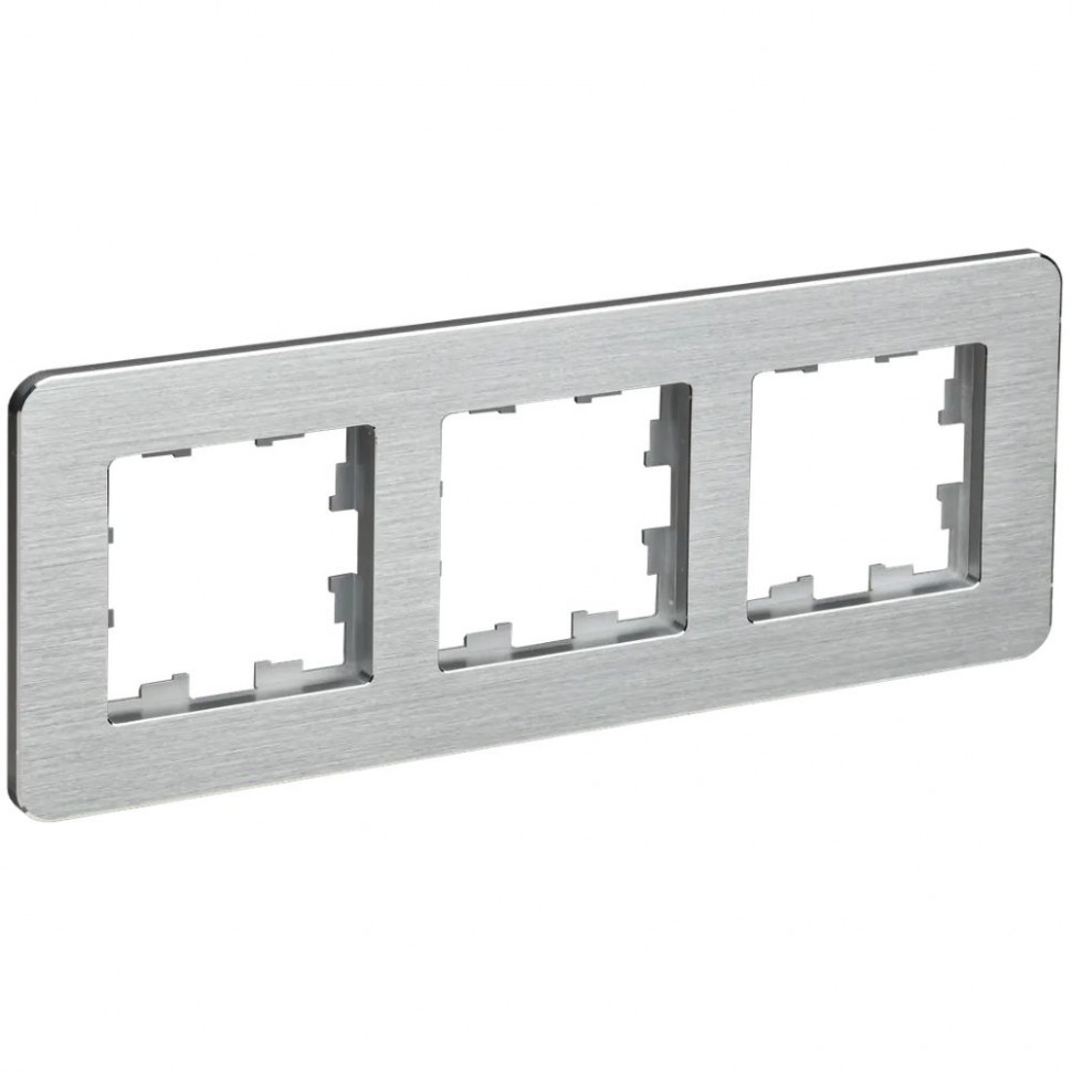 Рамка на 3 поста IEK Brite РУ-3-1-Бр металл алюминий RE AL фото 1 — Multielectrika