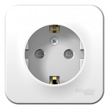 Розетка силовая Systeme Electric Blanca со шторками, с монтаж. пластиной, белая 16А — Multielectrika
